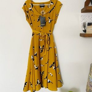 ModCloth Kitty Print Dress - Collectif